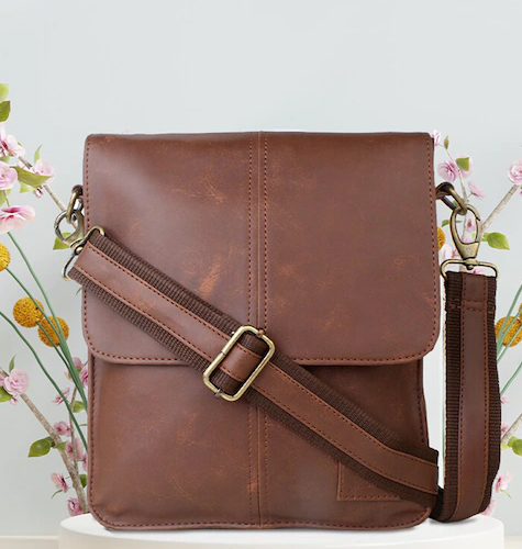 Tan Structured Sling Bag